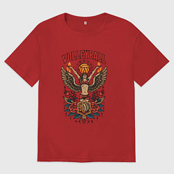 Футболка оверсайз мужская Волейбол в стиле тату, цвет: красный
