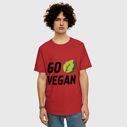 Футболка оверсайз мужская Go vegan, цвет: красный — фото 2