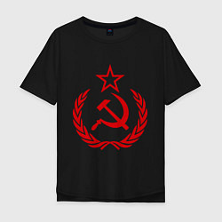 Футболка оверсайз мужская СССР герб, цвет: черный