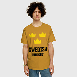 Футболка оверсайз мужская Swedish Hockey, цвет: горчичный — фото 2