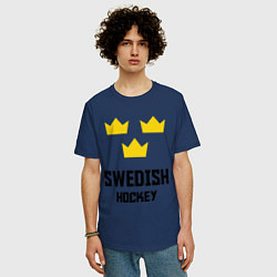 Футболка оверсайз мужская Swedish Hockey, цвет: тёмно-синий — фото 2