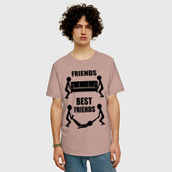 Футболка оверсайз мужская Best friends, цвет: пыльно-розовый — фото 2