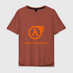Футболка оверсайз мужская HL3: I want to believe, цвет: кирпичный