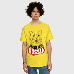 Футболка оверсайз мужская Made in Russia: киса, цвет: желтый — фото 2