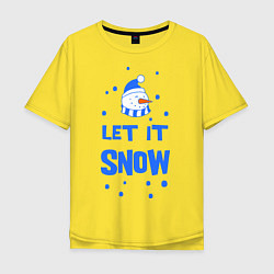 Футболка оверсайз мужская Снеговик Let it snow, цвет: желтый