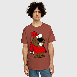 Футболка оверсайз мужская Бобер, цвет: кирпичный — фото 2