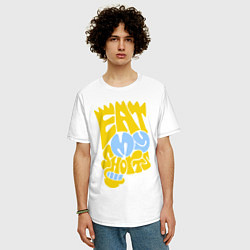 Футболка оверсайз мужская Bart: Eat my shorts, цвет: белый — фото 2