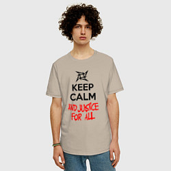 Футболка оверсайз мужская Keep Calm & Justice For All, цвет: миндальный — фото 2