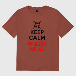 Футболка оверсайз мужская Keep Calm & Justice For All, цвет: кирпичный