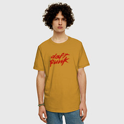 Футболка оверсайз мужская Daft punk, цвет: горчичный — фото 2