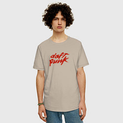 Футболка оверсайз мужская Daft punk, цвет: миндальный — фото 2