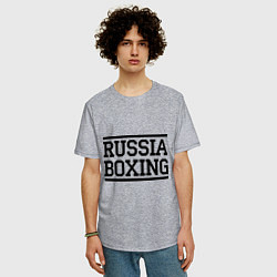 Футболка оверсайз мужская Russia boxing, цвет: меланж — фото 2