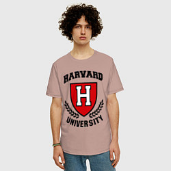 Футболка оверсайз мужская Harvard University, цвет: пыльно-розовый — фото 2