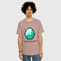 Футболка оверсайз мужская Minecraft Diamond, цвет: пыльно-розовый — фото 2