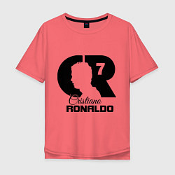 Футболка оверсайз мужская CR Ronaldo 07, цвет: коралловый