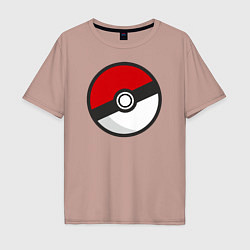 Футболка оверсайз мужская Pokeball, цвет: пыльно-розовый