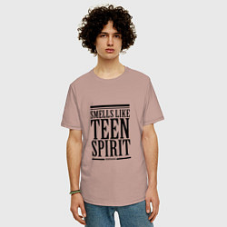 Футболка оверсайз мужская Smells like teen spirit, цвет: пыльно-розовый — фото 2