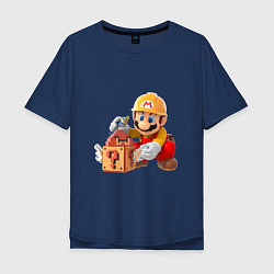 Футболка оверсайз мужская Super Mario: Builder, цвет: тёмно-синий