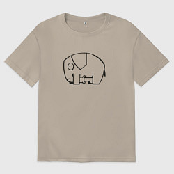 Футболка оверсайз мужская Самодостаточный слоник, цвет: миндальный