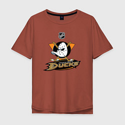 Футболка оверсайз мужская NHL: Anaheim Ducks, цвет: кирпичный