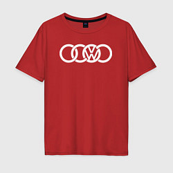 Футболка оверсайз мужская AUDI VW, цвет: красный