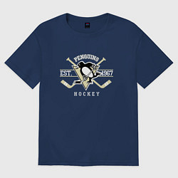 Футболка оверсайз мужская Pittsburgh Penguins: Est.1967, цвет: тёмно-синий