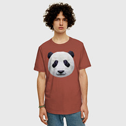 Футболка оверсайз мужская Полигональная панда, цвет: кирпичный — фото 2