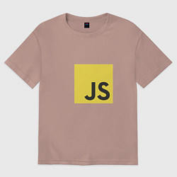 Футболка оверсайз мужская JS return true; (black), цвет: пыльно-розовый