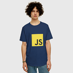Футболка оверсайз мужская JS return true; (black), цвет: тёмно-синий — фото 2