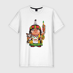 Мужская slim-футболка Забавные Индейцы 9