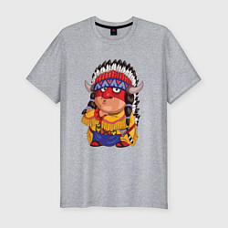 Мужская slim-футболка Забавные Индейцы 11