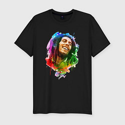 Мужская slim-футболка Улыбающийся Боб Марли