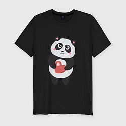 Мужская slim-футболка Панда с сердечком