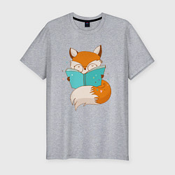 Мужская slim-футболка Лисица с книгой