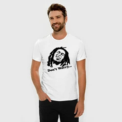 Футболка slim-fit Bob Marley: Don't worry, цвет: белый — фото 2