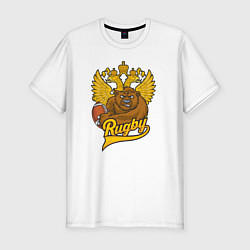 Футболка slim-fit Rugby: Russian Bear, цвет: белый