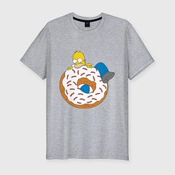 Футболка slim-fit Гомер на пончике, цвет: меланж