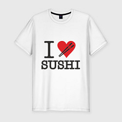 Футболка slim-fit I love sushi, цвет: белый