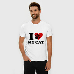 Футболка slim-fit I love my cat - Я люблю свою кошку, цвет: белый — фото 2