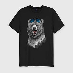Футболка slim-fit Медведь в очках, цвет: черный
