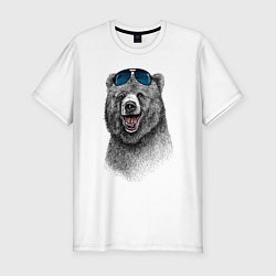Футболка slim-fit Медведь в очках, цвет: белый
