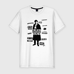Футболка slim-fit Я верю в Шерлока Холмса, цвет: белый