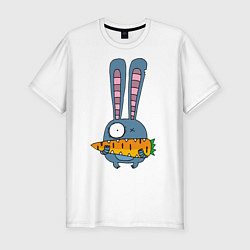 Мужская slim-футболка Заяц с морковкой
