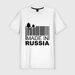 Футболка slim-fit Made in Russia штрихкод, цвет: белый