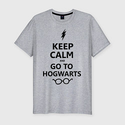 Мужская slim-футболка Keep Calm & Go To Hogwarts