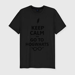 Мужская slim-футболка Keep Calm & Go To Hogwarts