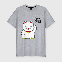 Футболка slim-fit Манэки-нэко (Maneki-Neko), цвет: меланж