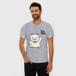Футболка slim-fit Манэки-нэко (Maneki-Neko), цвет: меланж — фото 2