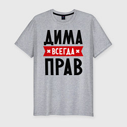 Футболка slim-fit Дима всегда прав, цвет: меланж