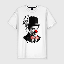 Мужская slim-футболка Чарли Чаплин клоун